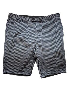 Calvin Klein Mens Chino Short Sz 38 Black White Gingham Flat Front Casual Cotton